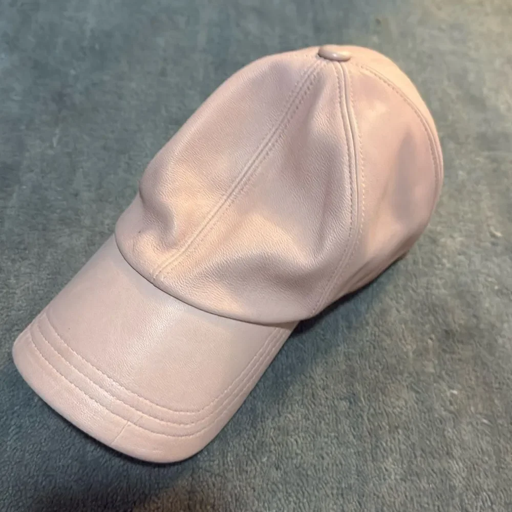 Light Pink Faux Leather Baseball Cap - Adjustable - Women's Hat - HAT ATTACK